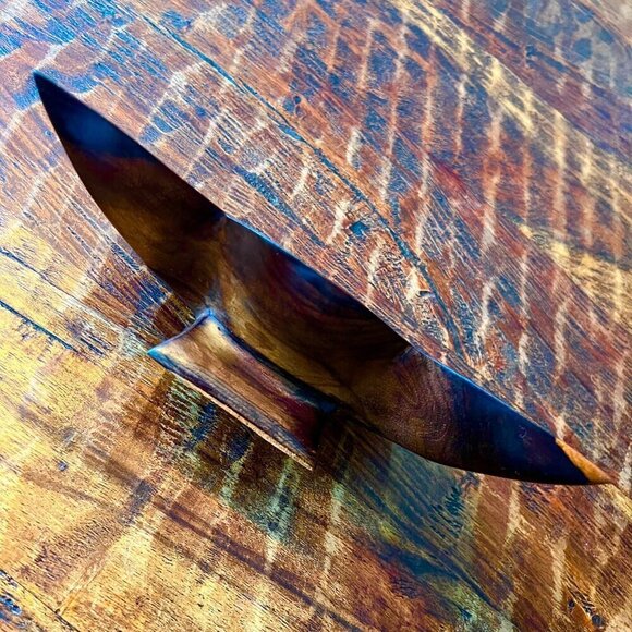 Mid Century Hawaiian Monkey Pod Pedestal Bowl - Picture 3 of 7